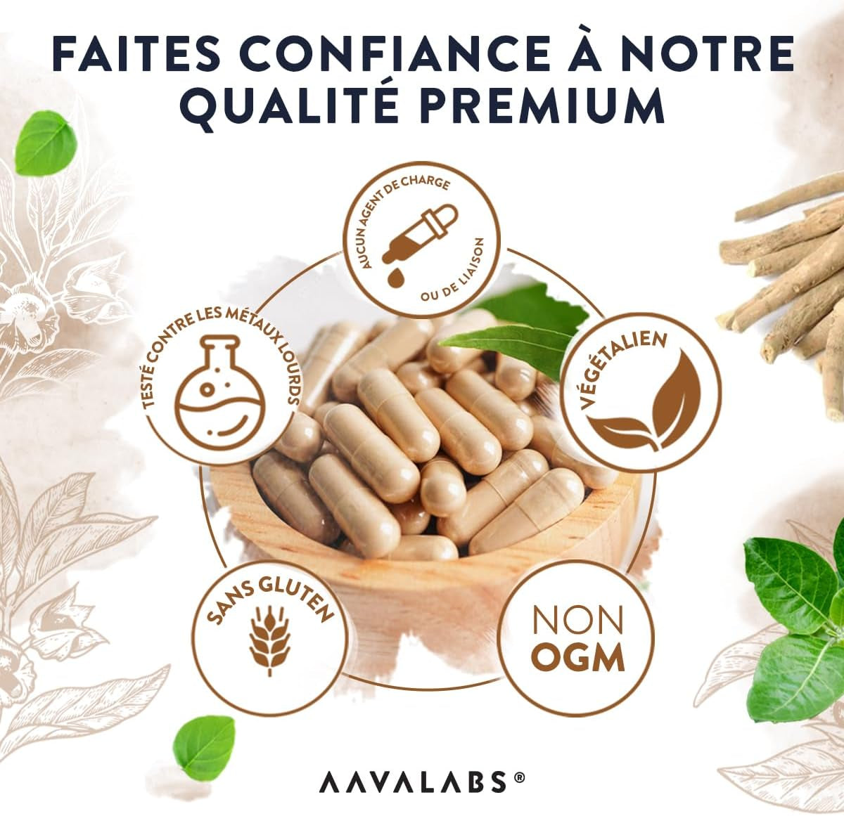 Ashwagandha KSM-66 1000Mg, Vitamine B6, Vitamine B1, Zinc, Magnesium, Manganese - Extrait De Racine Ashwagandha, Bio Poivre Noir - Ashwaganda (Ginseng Indien) Extra Fort 5% Withanolides - 120 Gélules