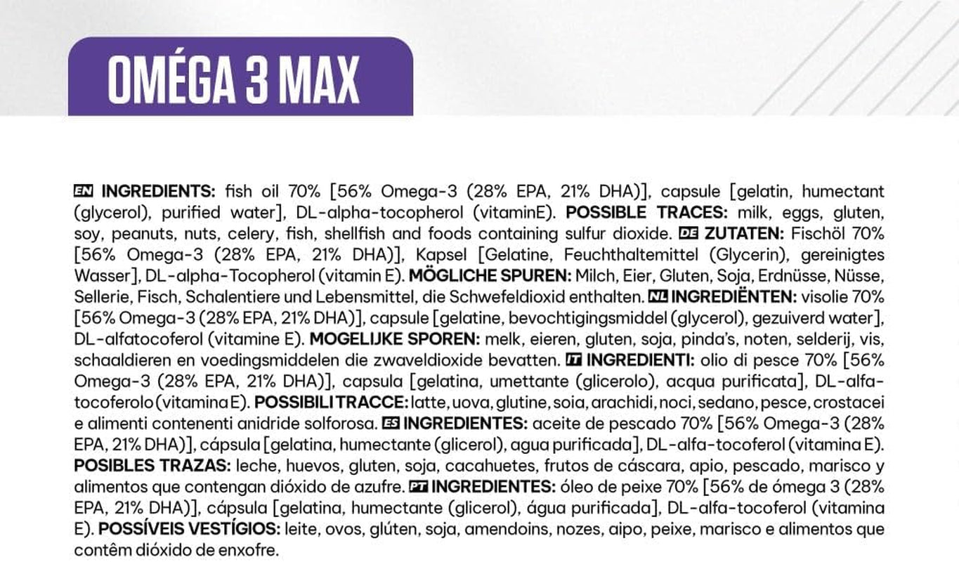 - Oméga 3 Max (90 Caps) - 800 Mg D'Oméga-3 - Ratio EPA/DHA Idéal - Enrichi En Vitamine E Pour Une Meilleure Absorbtion