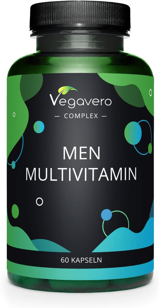 Multivitamines Et Minéraux Pour HOMME | Prostate + Santé Cardiaque | SANS ADDITIFS | Extrait Ail + Saw Palmetto | Avec 17 Mineraux + Vitamines | VEGAN | 60 Gélules | ®