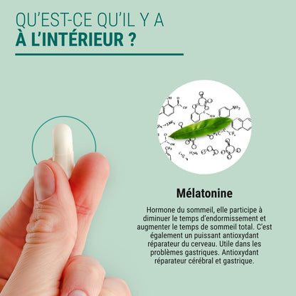 MÉLATONINE 1,8MG - Dosage Fort - Complément Alimentaire Réveils Nocturnes Insomnies Difficultés D'Endormissement - 90 Gélules - Fabriqué En France - Vegan - Sans Additifs Allergènes OGM