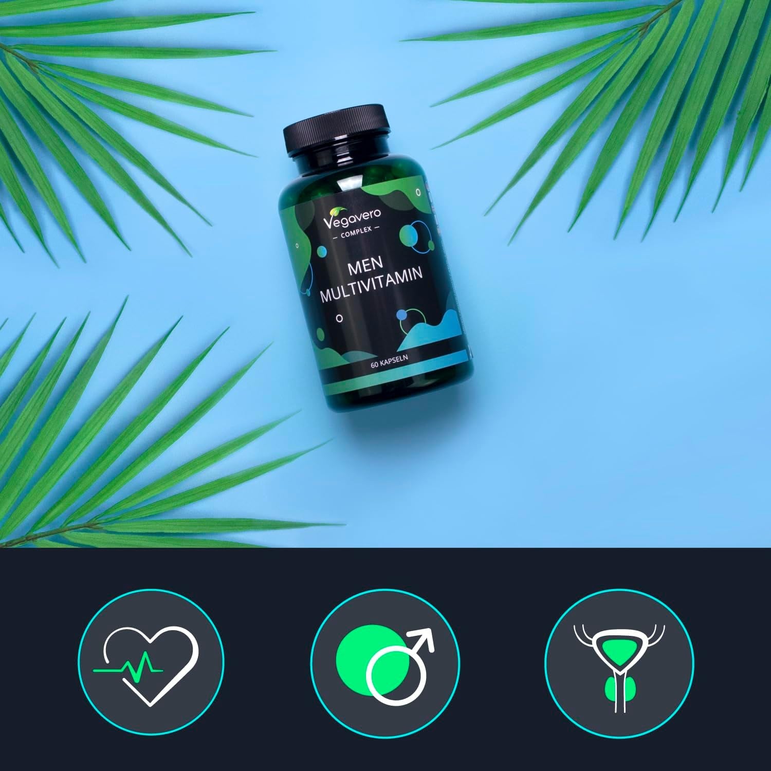 Multivitamines Et Minéraux Pour HOMME | Prostate + Santé Cardiaque | SANS ADDITIFS | Extrait Ail + Saw Palmetto | Avec 17 Mineraux + Vitamines | VEGAN | 60 Gélules | ®