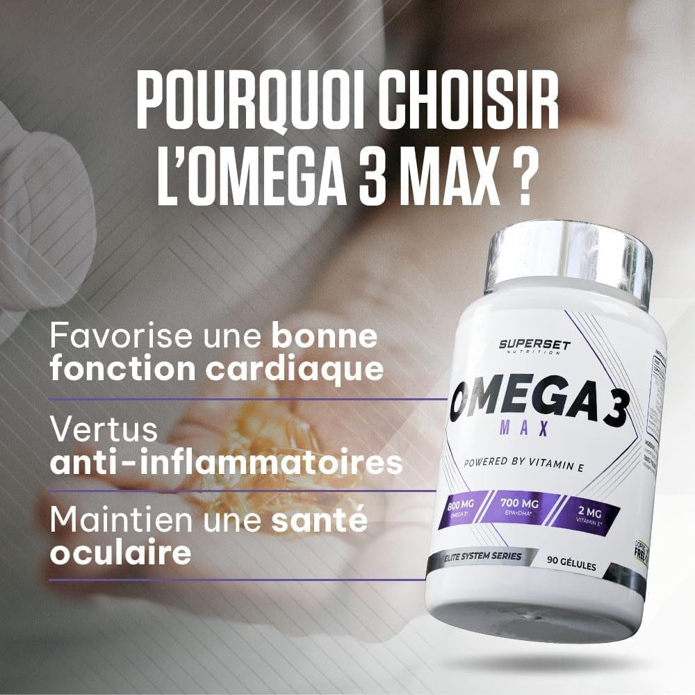 - Oméga 3 Max (90 Caps) - 800 Mg D'Oméga-3 - Ratio EPA/DHA Idéal - Enrichi En Vitamine E Pour Une Meilleure Absorbtion