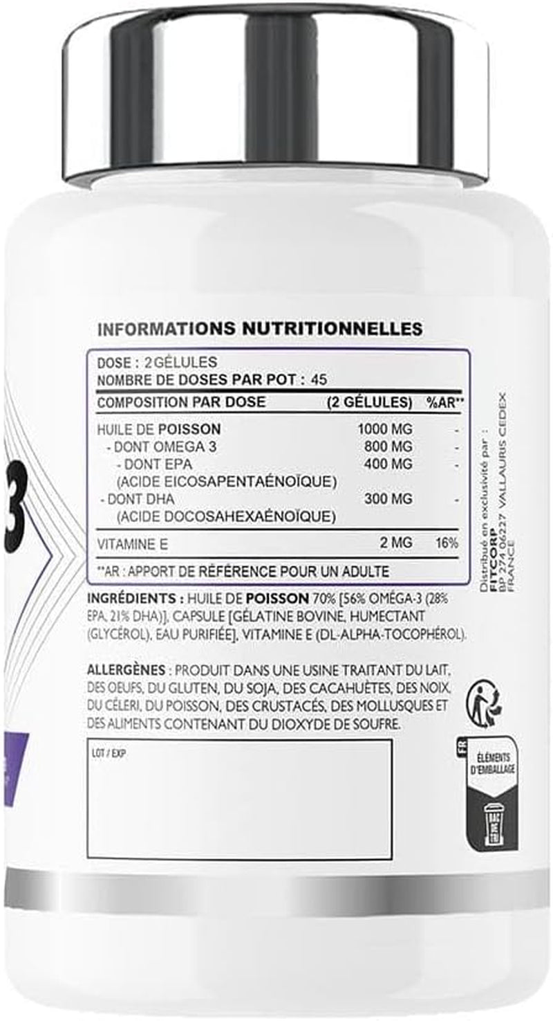 - Oméga 3 Max (90 Caps) - 800 Mg D'Oméga-3 - Ratio EPA/DHA Idéal - Enrichi En Vitamine E Pour Une Meilleure Absorbtion
